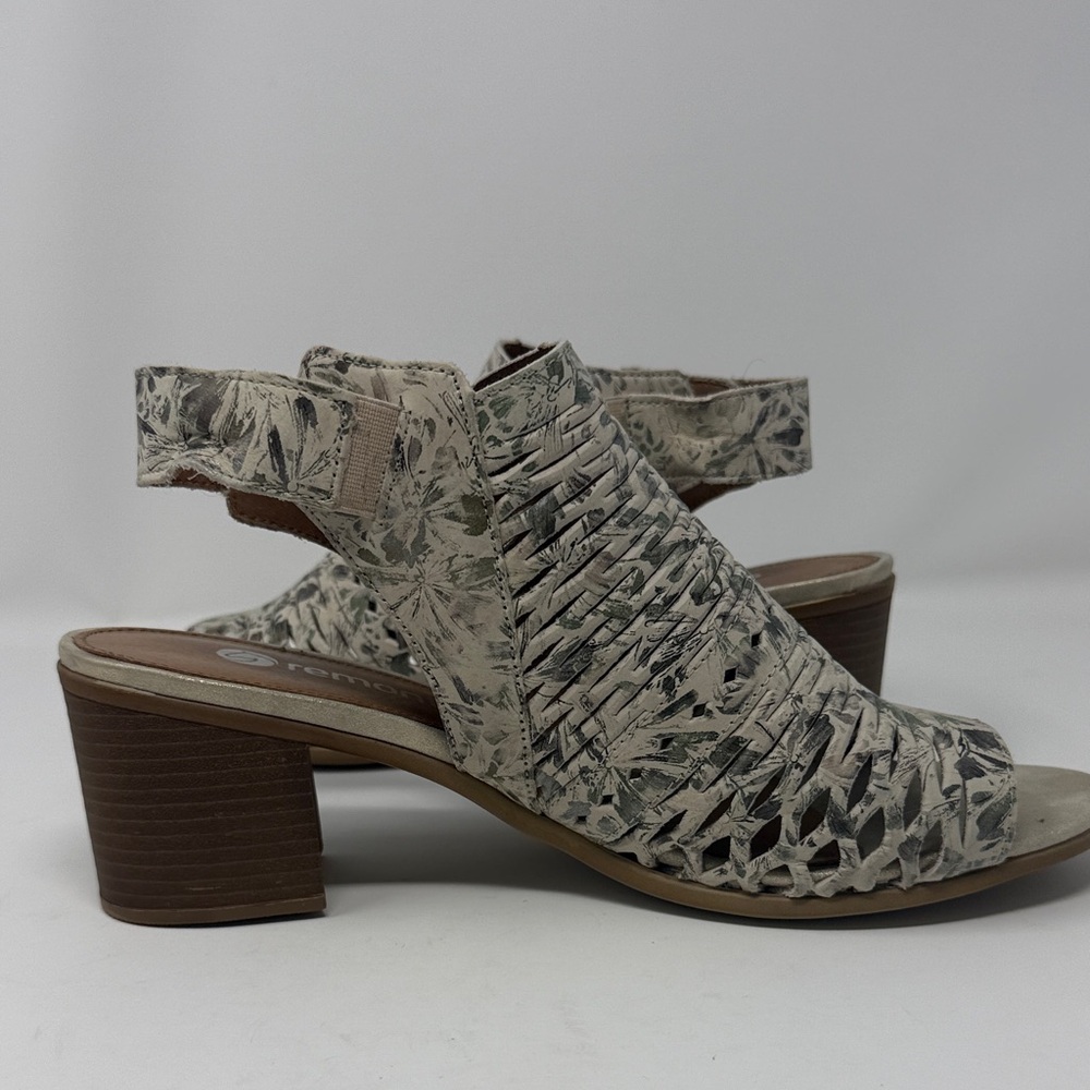 Remonte Woven or Perforated Upper  Metalic Gray Block Heel Sandals 41 Leather - Picture 3 of 12